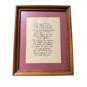 "I'll Love Only You" Poem in Custom Wooden Frame 11"x9"